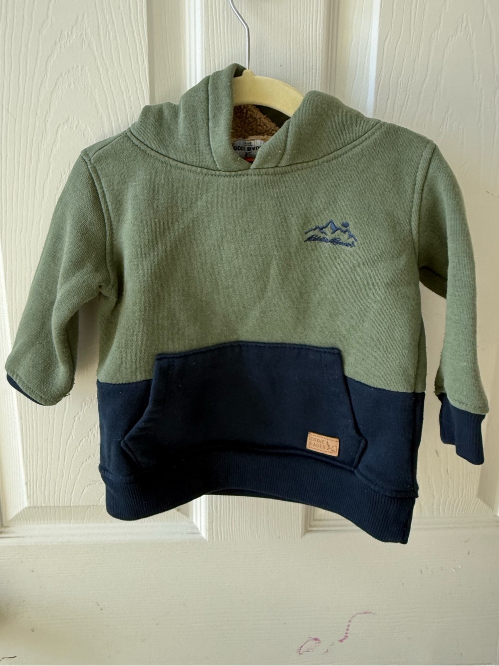 Eddie Bauer Kids Sherpa Lined Colorblock Hoodie 18M Green Navy
